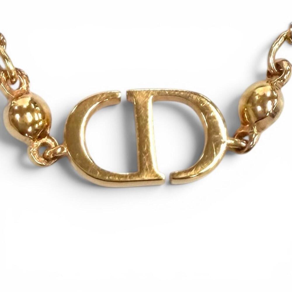Christian Dior DIOR Petit CD logo ball necklace pendant, pink gold, women's a...